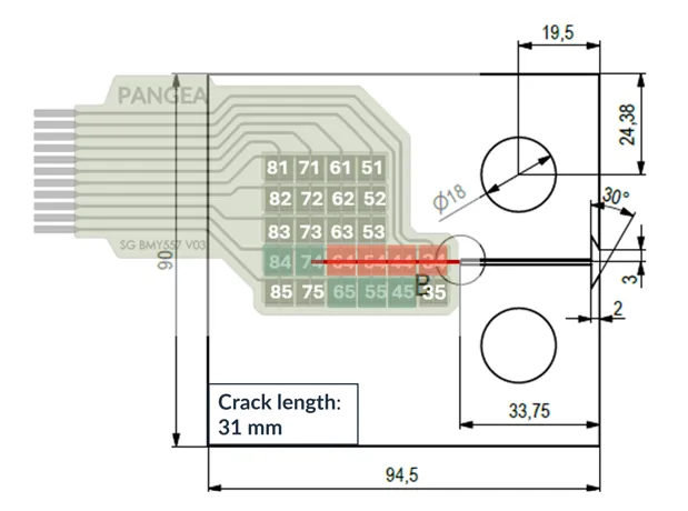 Diseño del sensor y detección de grieta